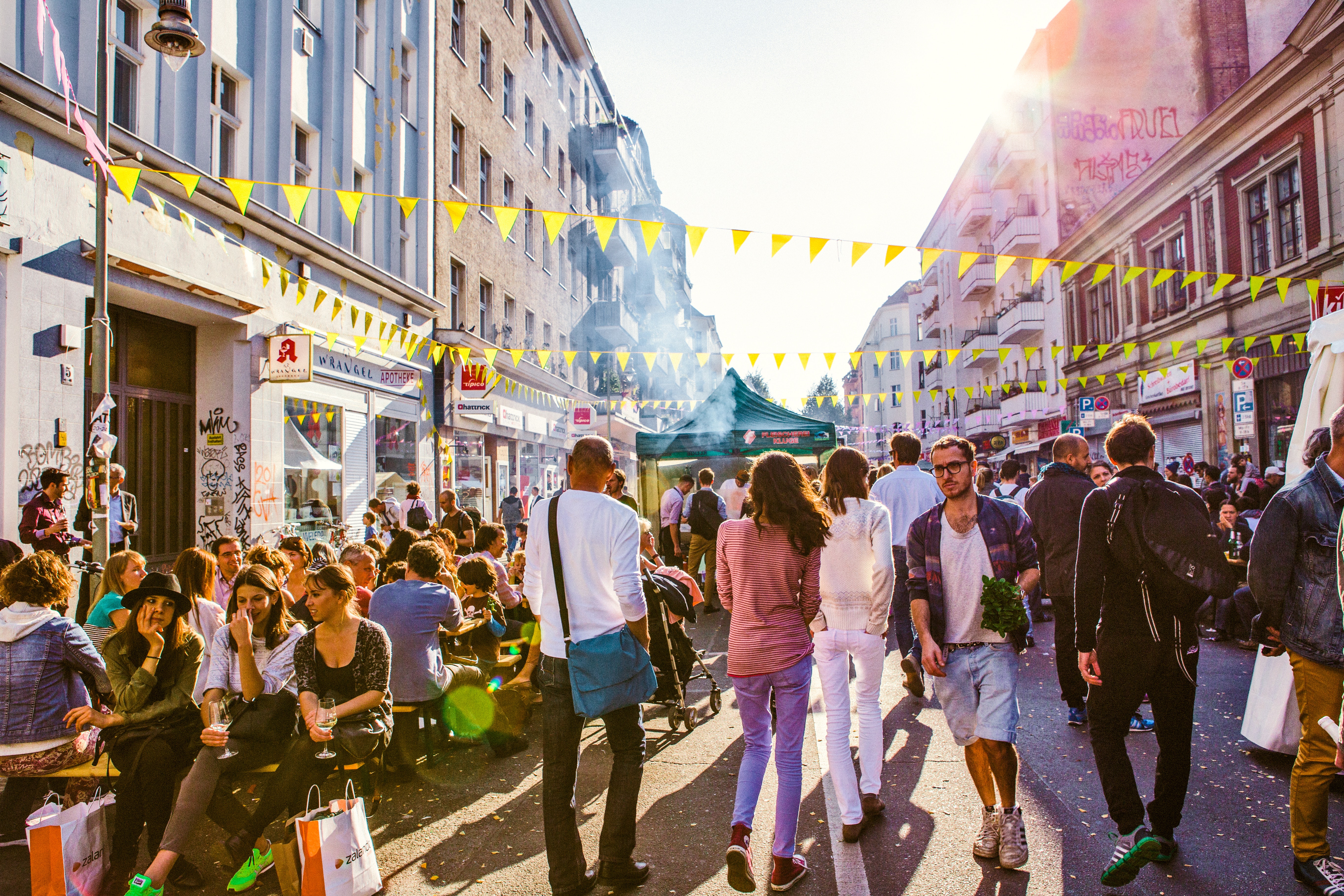 Crowded place. Summer big Streets. At Festivals people like to watch Street. Crowded public place photo.